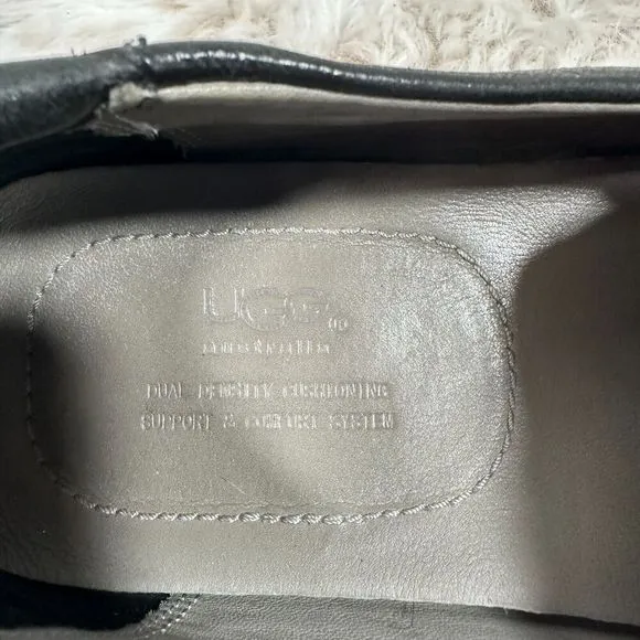 Ugg Loafers Mens 9 Black Leather Slip On Shoes