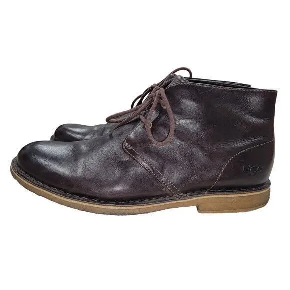 UGG Men's Leighton‎ Chukka Boots 3275 Brown size 12 Leather Comfort Work Casual