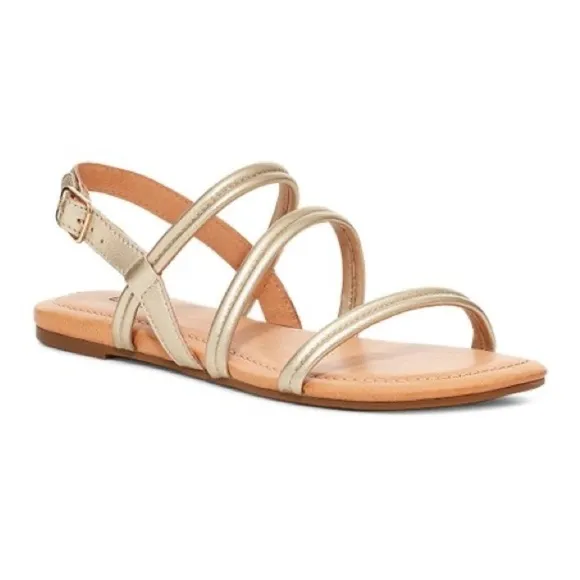 UGG MYTIS STRAPPY LEATHER SANDAL - GOLD SIZE 9 (NEW)