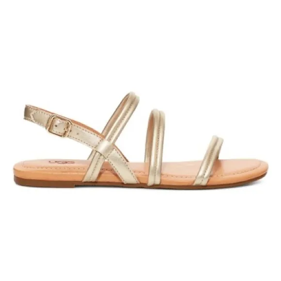 UGG MYTIS STRAPPY LEATHER SANDAL - GOLD SIZE 9 (NEW)