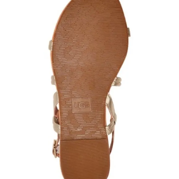 UGG MYTIS STRAPPY LEATHER SANDAL - GOLD SIZE 9 (NEW)