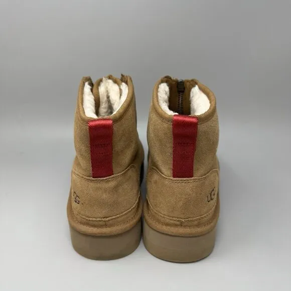 Ugg Neumel Women's Platform Zip Suede Boots Brown Lined Size 9