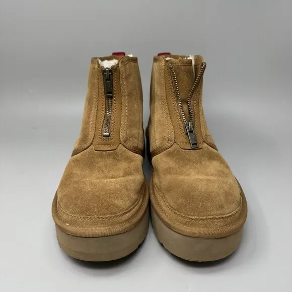 Ugg Neumel Women's Platform Zip Suede Boots Brown Lined Size 9