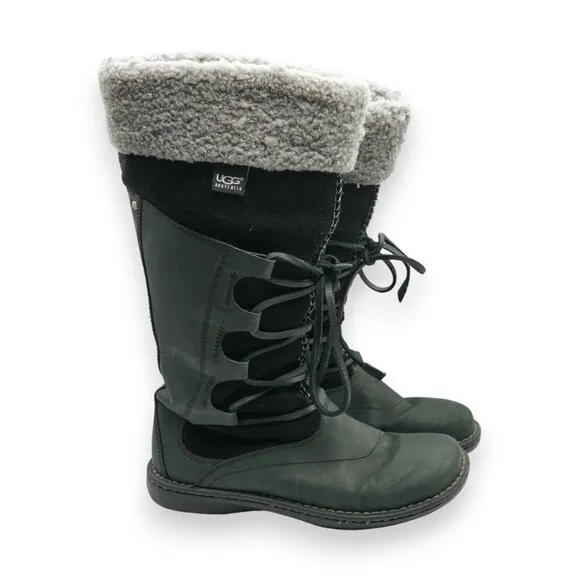 UGG Torrey Shearling Leather Suede‎ Lace Up Boots Size US 10 EU 41 MSRP $250