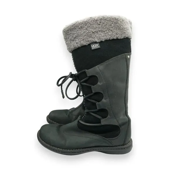 UGG Torrey Shearling Leather Suede‎ Lace Up Boots Size US 10 EU 41 MSRP $250