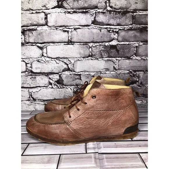 UGG Vibram Salmon Pink Leather Lace Up Casual Distressed Boots Men Sz 9M US/42EU