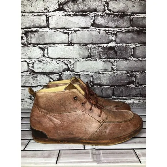 UGG Vibram Salmon Pink Leather Lace Up Casual Distressed Boots Men Sz 9M US/42EU