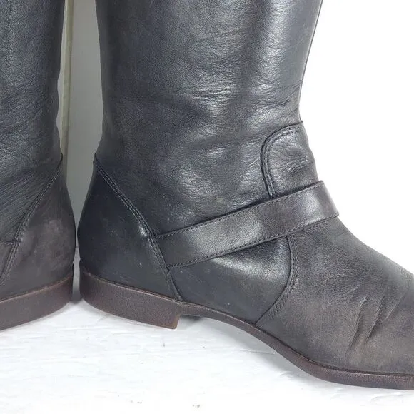 UGG Women's Frances US 7,5 Brown Leather Buckle Riding Moto Boots