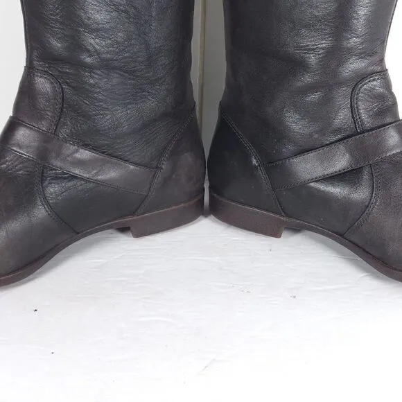 UGG Women's Frances US 7,5 Brown Leather Buckle Riding Moto Boots