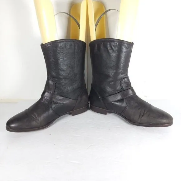 UGG Women's Frances US 7,5 Brown Leather Buckle Riding Moto Boots