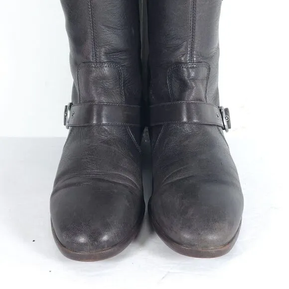 UGG Women's Frances US 7,5 Brown Leather Buckle Riding Moto Boots