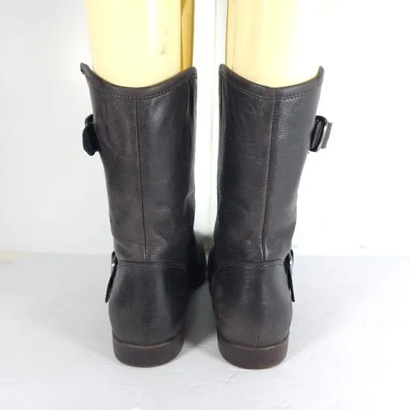 UGG Women's Frances US 7,5 Brown Leather Buckle Riding Moto Boots