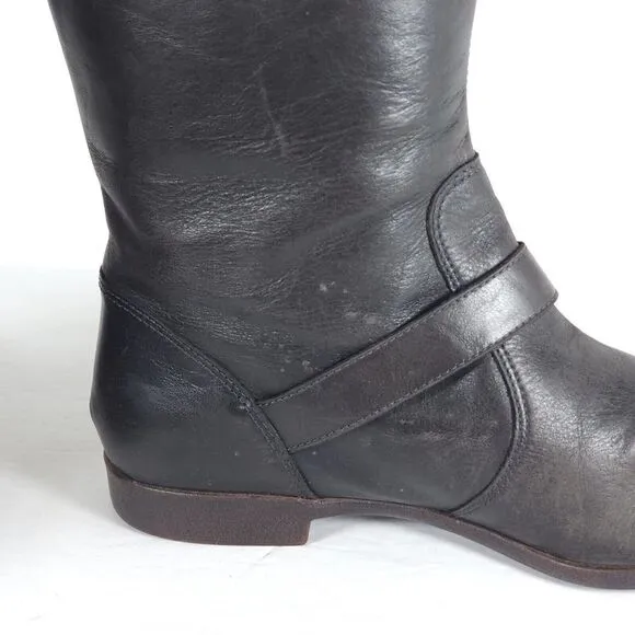 UGG Women's Frances US 7,5 Brown Leather Buckle Riding Moto Boots