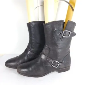 UGG Women's Frances US 7,5 Brown Leather Buckle Riding Moto Boots