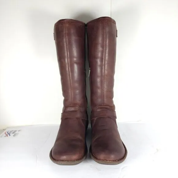 UGG Women's Tupelo US 8 Brown Solid Leather Lined Shearling Riding Boots