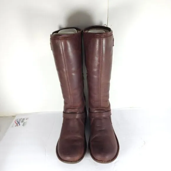 UGG Women's Tupelo US 8 Brown Solid Leather Lined Shearling Riding Boots
