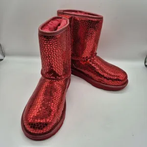 Ugg Youth Size 6 Classic II Gel Red Hearts Short Mid Boots Plush