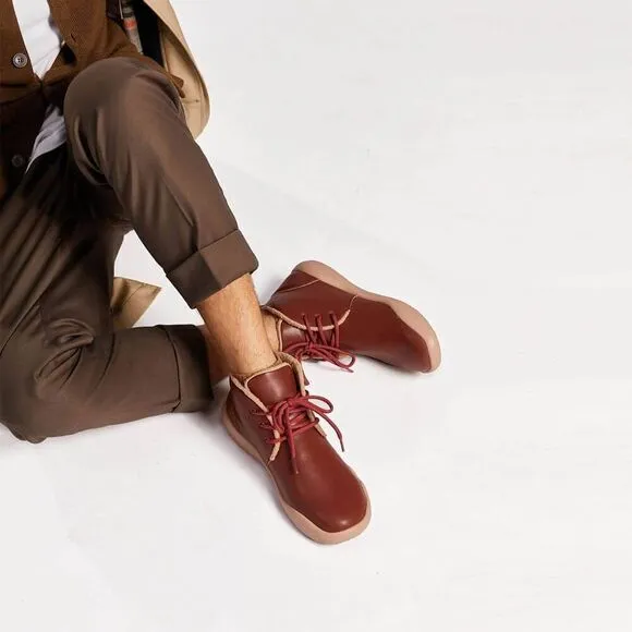 UIN Men's Split Leather lace-up Boots Casual Shoes ( BILBAO BURGUNDY )