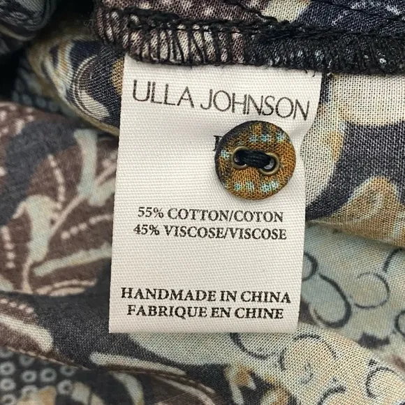 Ulla Johnson Agadir Belted Cotton Blend Printed Voile Dress Earth Tone Swim