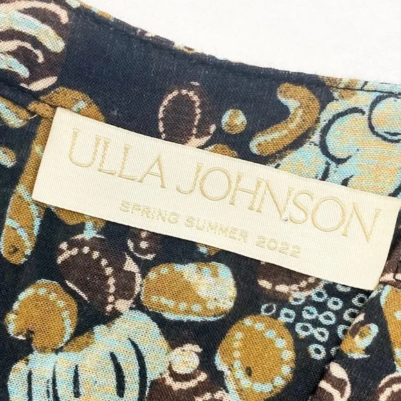 Ulla Johnson Agadir Belted Cotton Blend Printed Voile Dress Earth Tone Swim