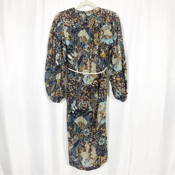 Ulla Johnson Agadir Belted Cotton Blend Printed Voile Dress Earth Tone Swim