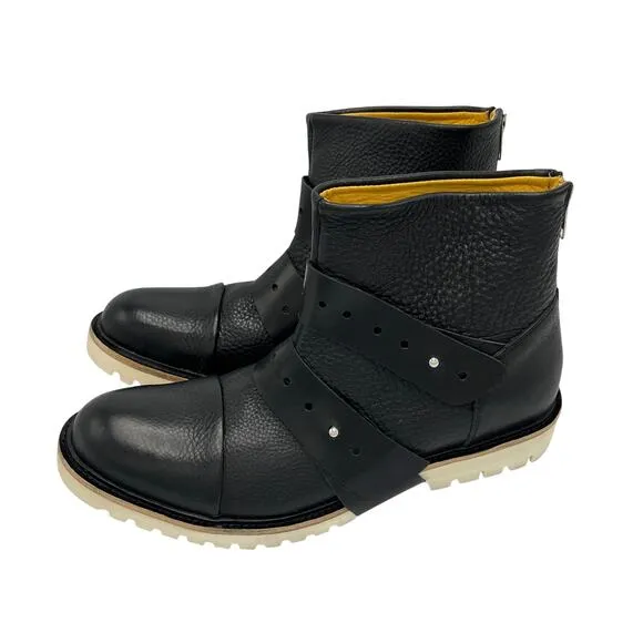 Umberto Luce Men's Hand Crafted Deyoung Boots in Black Size 11/12