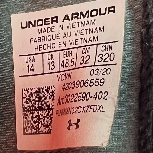 Under Armour HOVR Mens 3022590-402 Gray Black Lace Up Athletic Size 14 Sneakers