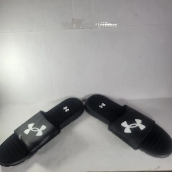 Under Armour Men Ignite 7 SL Black &amp; White Adjustable Slide Sandals Size 17