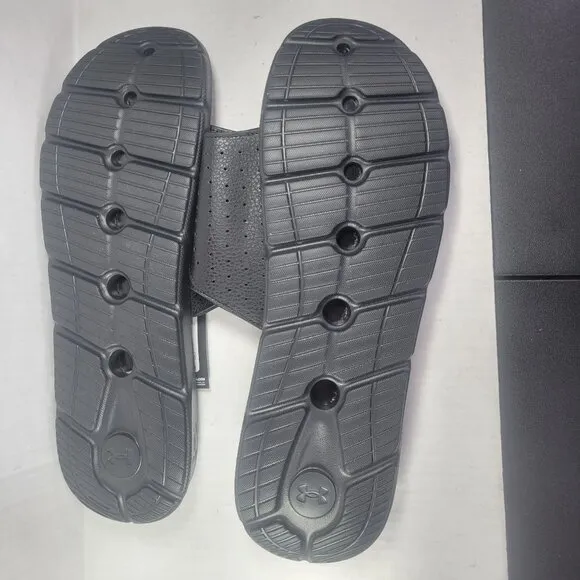 Under Armour Men Ignite 7 SL Black &amp; White Adjustable Slide Sandals Size 17