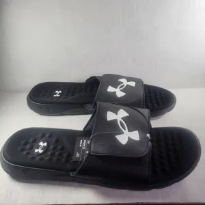 Under Armour Men Ignite 7 SL Black &amp; White Adjustable Slide Sandals Size 17