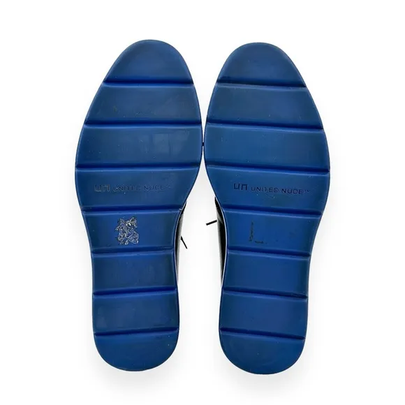 United Nude FLX Desert Black, White, &amp; Blue Leather &amp; Rubber Desert Boots sz 41