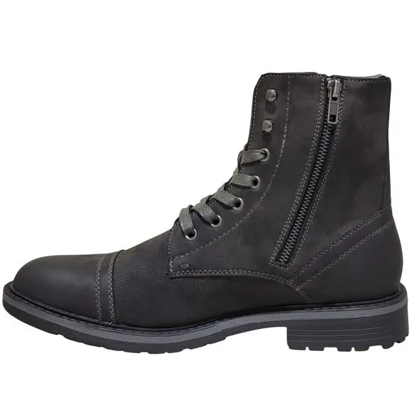 Unlisted Kenneth Cole Men Captain Combat Boots Size US 10.5M Grey Faux Leather
