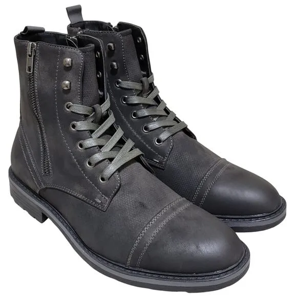 Unlisted Kenneth Cole Men Captain Combat Boots Size US 10.5M Grey Faux Leather