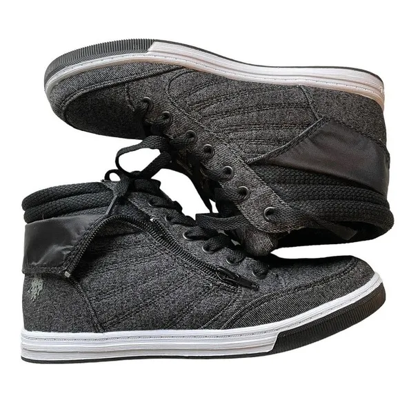 US POLO ASSN SNEAKERS HIGH TOPS SHOES RUBBER SOLE MILA4 ZIP LACE UP SZ 6