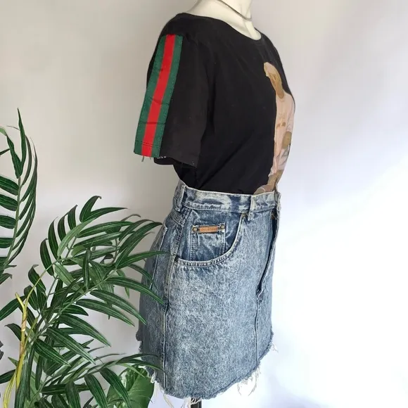 v i n t a g e :: Gitano Distressed Acid Wash Denim Mini Skirt