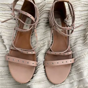 Valentino Garavani Pink Sandals with Ankle Strap and Metallic Studs