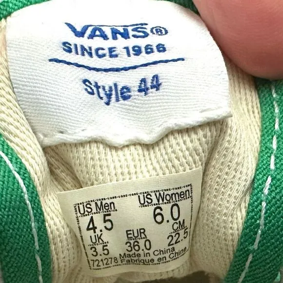 Vans Authentic 44 DX Anaheim Factory Og Emerald Green Sneakers 4.5 Men 6 Women