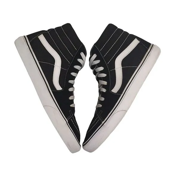 Vans Black White Canvas Suede Classic Sk8 Hi Sneakers Men's Size 12