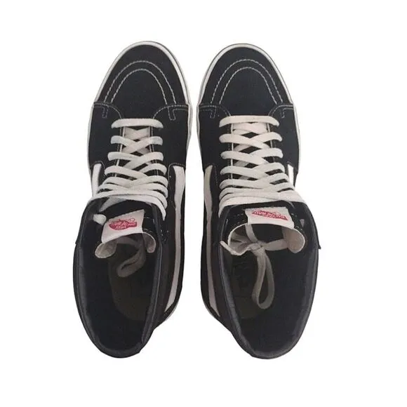 Vans Black White Canvas Suede Classic Sk8 Hi Sneakers Men's Size 12