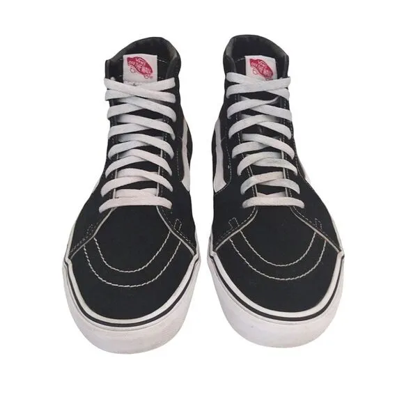 Vans Black White Canvas Suede Classic Sk8 Hi Sneakers Men's Size 12