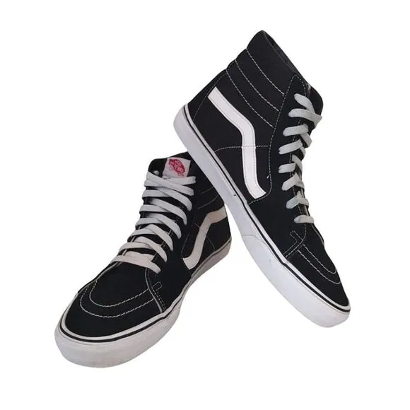 Vans Black White Canvas Suede Classic Sk8 Hi Sneakers Men's Size 12