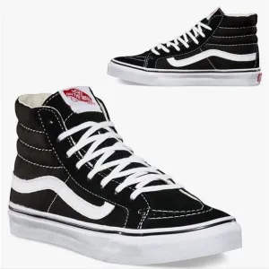 Vans Black White Canvas Suede Classic Sk8 Hi Sneakers Men's Size 12