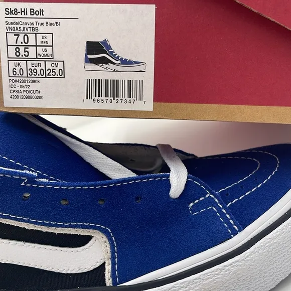 Vans Blue and Black High-Top Sneakers Sk8-Hi BoltSuede/Canvas True Blue/Black