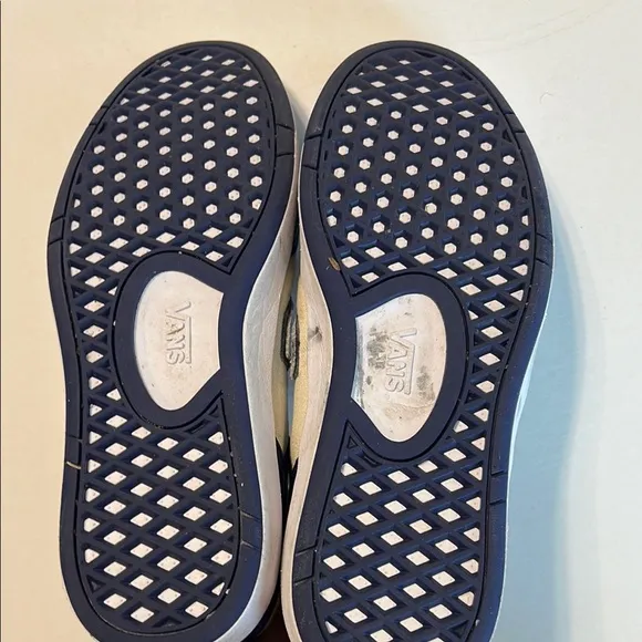 VANS Blue Cream Low-Top Sneakers Lowland Leather Lace-Up Canvas Skateboarding 11
