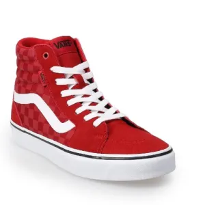 Vans-Checkered High Tops Men’s Size 9 Red  White Off The Wall Sneakers w…