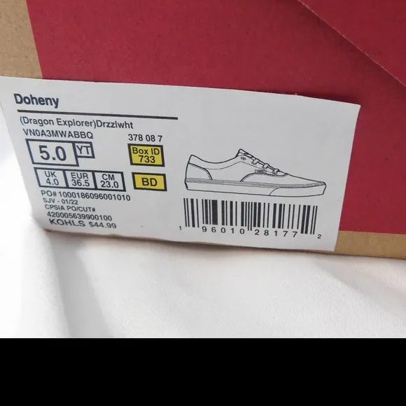 Vans Doheny Dragon Sneakers Size 5 New in Box