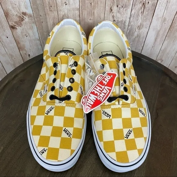 Vans Era Big Check Sneakers Yolk Yellow True White Size 11.5 Men