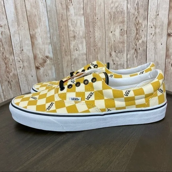 Vans Era Big Check Sneakers Yolk Yellow True White Size 11.5 Men