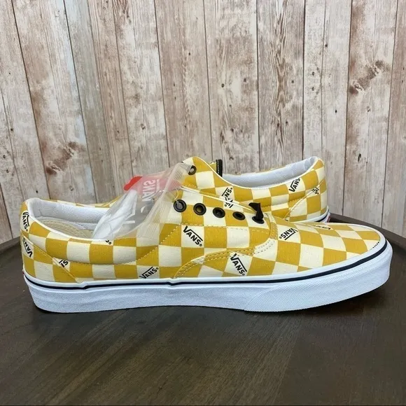 Vans Era Big Check Sneakers Yolk Yellow True White Size 11.5 Men