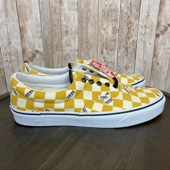 Vans Era Big Check Sneakers Yolk Yellow True White Size 11.5 Men